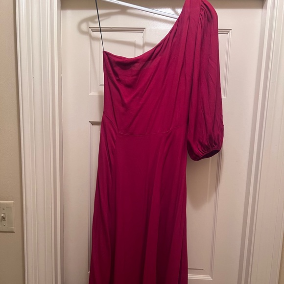 Reformation Red Lawrence One Shoulder High Slit MIDI Dress Sz 2 - Picture 5 of 10